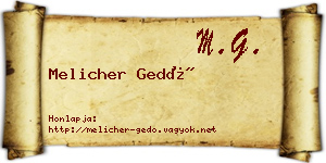 Melicher Gedő névjegykártya